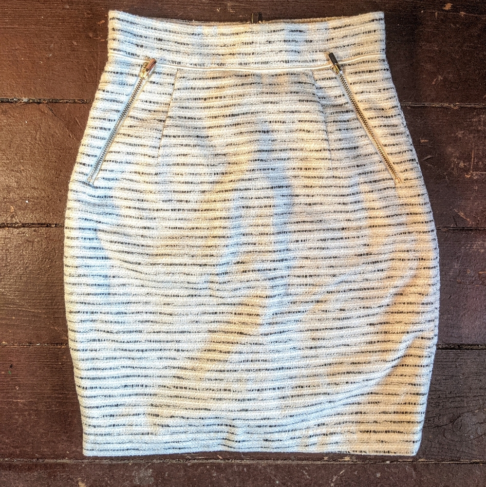 H&M White Tweed Pencil Skirt